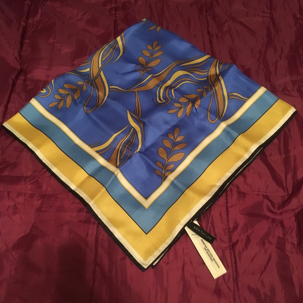 NWT - Ann Taylor silk scarf - blue floral